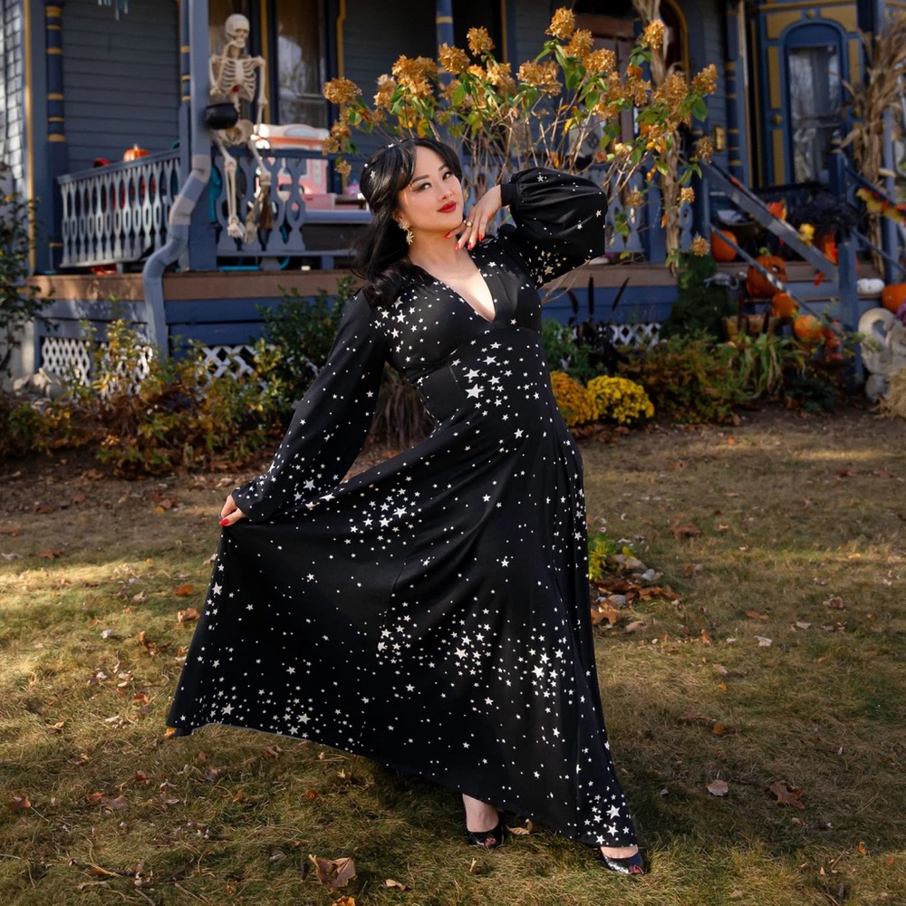 Wax Poetic Clothing Raquel White Star Maxi Dress